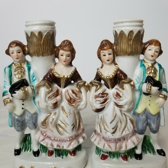2 Vintage Beautiful Victorian Handpainted Del Coronado Porcelain Candle Holders main image 8